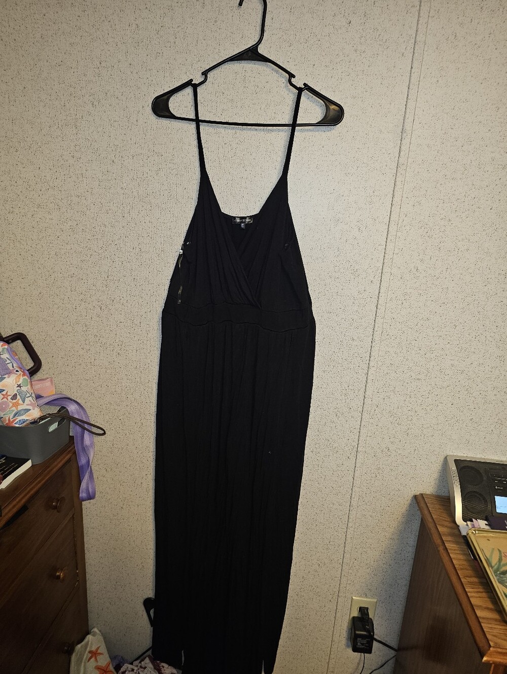 Black Women's Maxi Dress with Spaghetti Straps